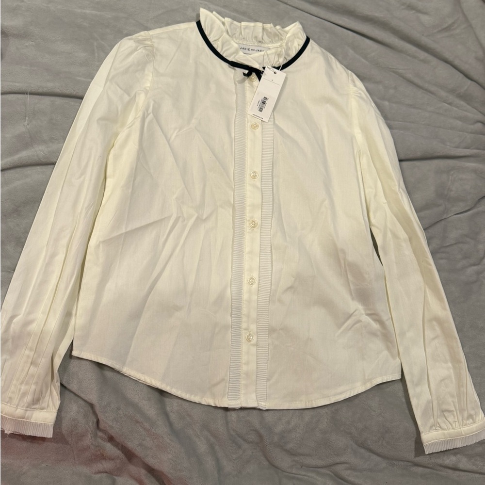 Janie and Jack Ivory Blouse with Dark Accent